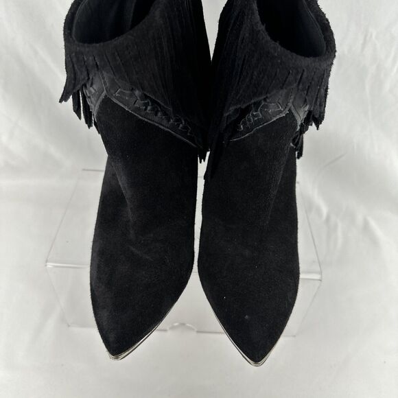 Iro Revolve Womens Xabea Bootie 7 US 38 EU Black Leather Suede Fringe - Picture 6 of 9